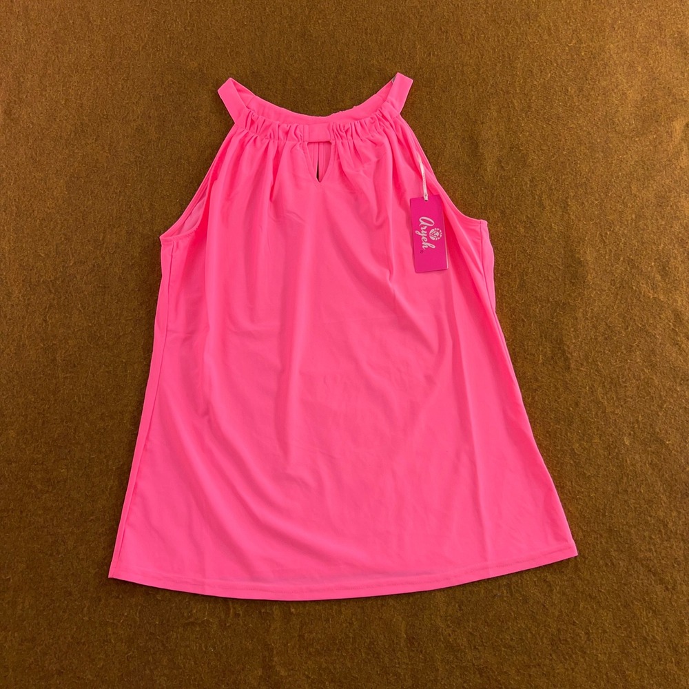 Aryeh Womens Size Medium Pink Sleeveless Halter Keyhole Neck Top NWT